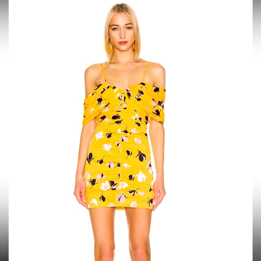 Self-portrait yellow printed mini dress. Size 0 / xs. Brand new with tags.